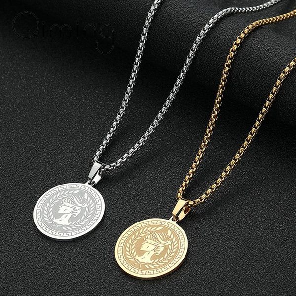 pendant necklaces athena the goddess of wisdom necklace for women handicraft war greek mythology stainless steel jewelry gift, Silver 
pendant necklaces athena the goddess of wisdom necklace for women handicraft war greek mythology stainless steel jewelry gift, Silver