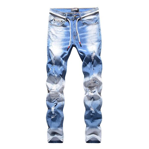 men's jeans ripped men trousers classical denim large size destroyed retro splash ink slim straight pants, Blue
men's jeans ripped men trousers classical denim large size destroyed retro splash ink slim straight pants, Blue