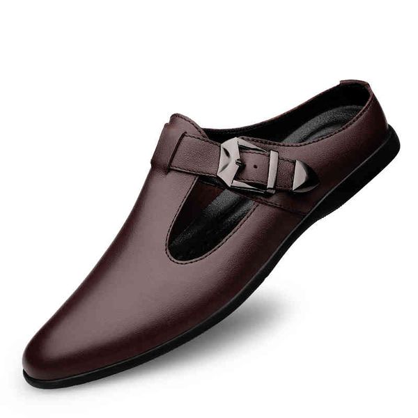 slippers summer men's genuine leather sandals beach half shoes soft leisure slippers both lightweight non-slip 0civ, Black
slippers summer men's genuine leather sandals beach half shoes soft leisure slippers both lightweight non-slip 0civ, Black