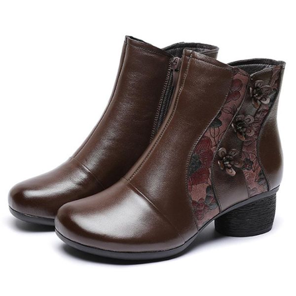 boots winter genuine leather med heels ankle for women warm side zipper soft comfortable shoes cow botas mujer, Black
boots winter genuine leather med heels ankle for women warm side zipper soft comfortable shoes cow botas mujer, Black