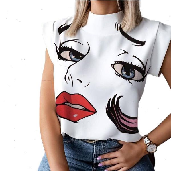 brand new women summer short sleeve pullover female personality printed stand collar blouses outfits drop shipping, White
brand new women summer short sleeve pullover female personality printed stand collar blouses outfits drop shipping, White