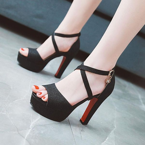 dress shoes large size 43 classic super high heel sandals waterproof platform open toe heels summer fishmouth women's, Black 
dress shoes large size 43 classic super high heel sandals waterproof platform open toe heels summer fishmouth women's, Black