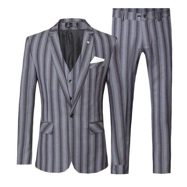 men's suits & blazers 3pc set suit in large size s-5xl korean version grey stripe three-piece slim fit the banquet, White;black
men's suits & blazers 3pc set suit in large size s-5xl korean version grey stripe three-piece slim fit the banquet, White;black