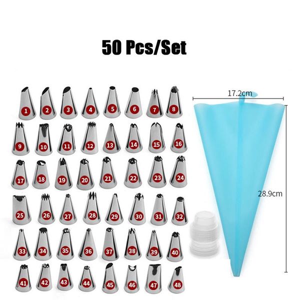 baking & pastry tools 50 pcs/set silicone bag tips kitchen diy icing piping cream reusable bags 48 nozzle set cake decorating
baking & pastry tools 50 pcs/set silicone bag tips kitchen diy icing piping cream reusable bags 48 nozzle set cake decorating