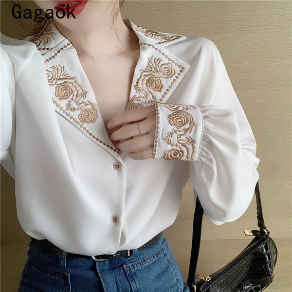 gagaok vintage fashion women shirt spring autumn new notched floral embroidery loose chic korean wild and blouse k3935 210225, White
gagaok vintage fashion women shirt spring autumn new notched floral embroidery loose chic korean wild and blouse k3935 210225, White