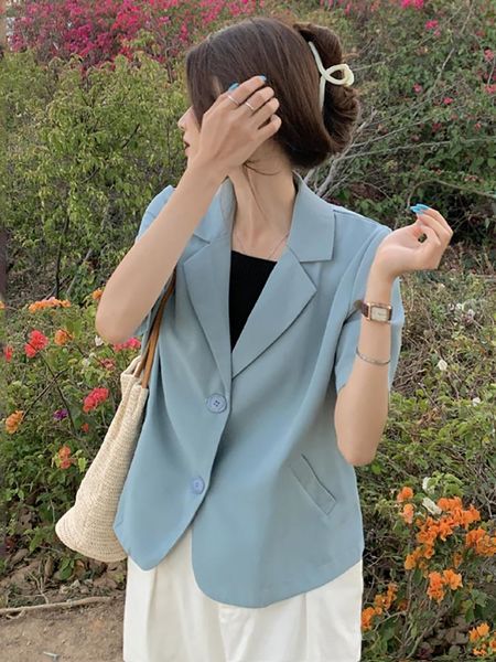 women's suits & blazers blazer short sleeve summer 2021 thin loose fried street design sky blue coat fashion, White;black
women's suits & blazers blazer short sleeve summer 2021 thin loose fried street design sky blue coat fashion, White;black