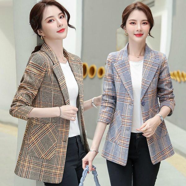 women's suits & blazers 2021 fashion korean retro plaid women single breasted female outerwear work office lady casual blazer coat, White;black
women's suits & blazers 2021 fashion korean retro plaid women single breasted female outerwear work office lady casual blazer coat, White;black