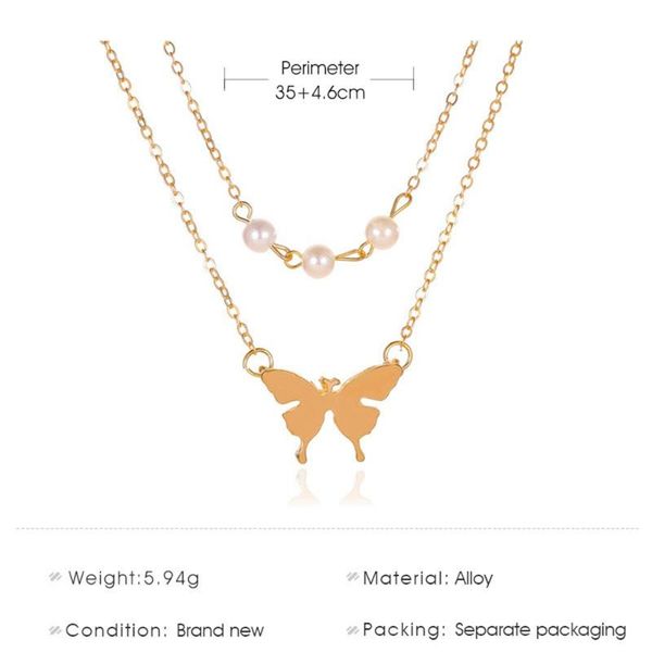 fresh pearl necklace double layer sweet simple art butterfly metal beautiful pendant clavicle chain accessories women wedding, Silver
fresh pearl necklace double layer sweet simple art butterfly metal beautiful pendant clavicle chain accessories women wedding, Silver