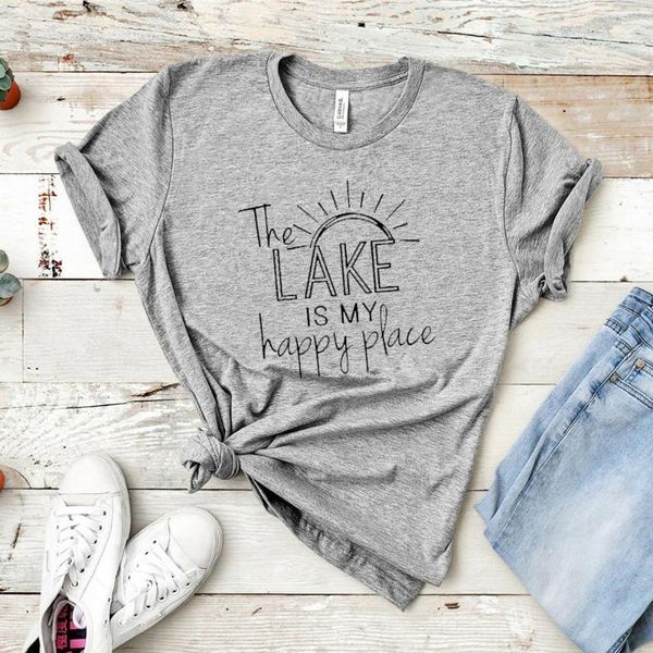 women's t-shirt the lake is my happy place printing shirt funny breathable short sleeve tee female vacation graphic classical top, White
women's t-shirt the lake is my happy place printing shirt funny breathable short sleeve tee female vacation graphic classical top, White