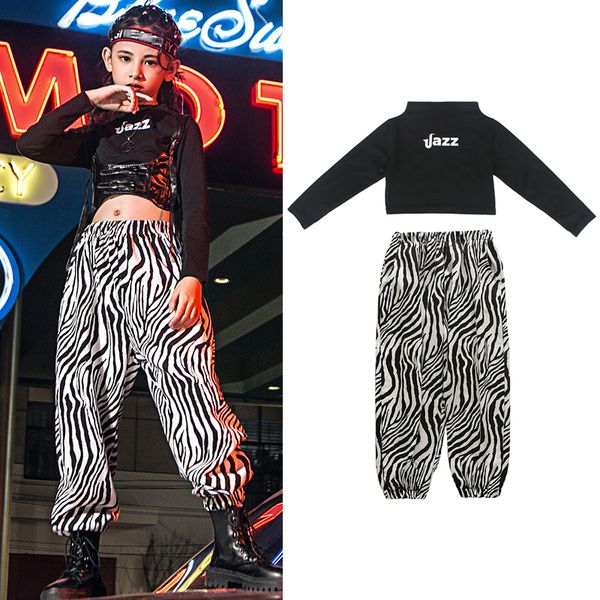 children jazz costumes girls modern ballroom dancing clothes hiphop suit zebra print pants street dancewear stage outfit vdb2532, Black;red
children jazz costumes girls modern ballroom dancing clothes hiphop suit zebra print pants street dancewear stage outfit vdb2532, Black;red