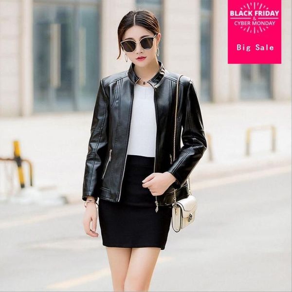 6xl plus szie women pu leather jacket coat 2021 autumn new fashion jacket female slim was thin full sleeve pu outwear l1134, Black
6xl plus szie women pu leather jacket coat 2021 autumn new fashion jacket female slim was thin full sleeve pu outwear l1134, Black