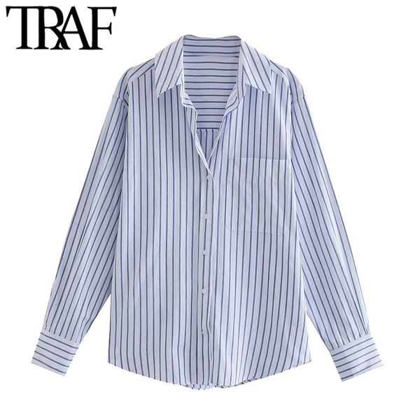 traf women fashion office wear striped loose blouses vintage long sleeve pockets female shirts chic 210315, White
traf women fashion office wear striped loose blouses vintage long sleeve pockets female shirts chic 210315, White