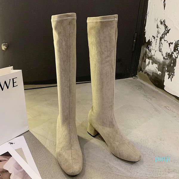 boots 2021 winter women stretch fabric long sock flock 5cm block high heels knee low thigh shoes, Black
boots 2021 winter women stretch fabric long sock flock 5cm block high heels knee low thigh shoes, Black