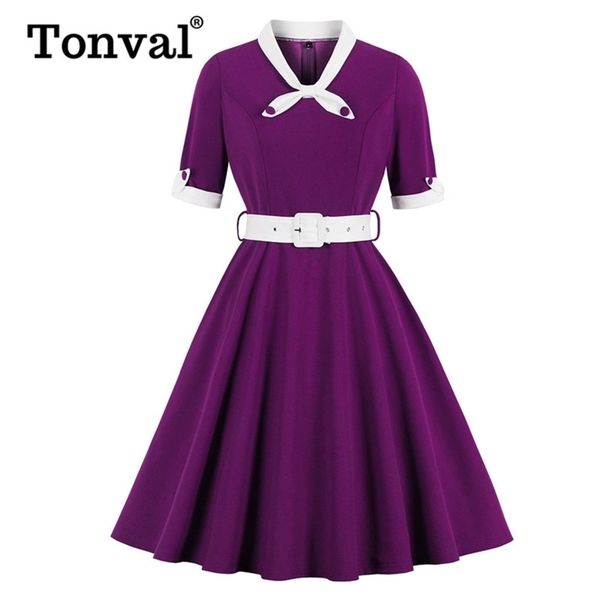 tonval green contrast bow neck cuff vintage belted dress half sleeve autumn women fit and flare retro swing dresses, Black;gray
tonval green contrast bow neck cuff vintage belted dress half sleeve autumn women fit and flare retro swing dresses, Black;gray