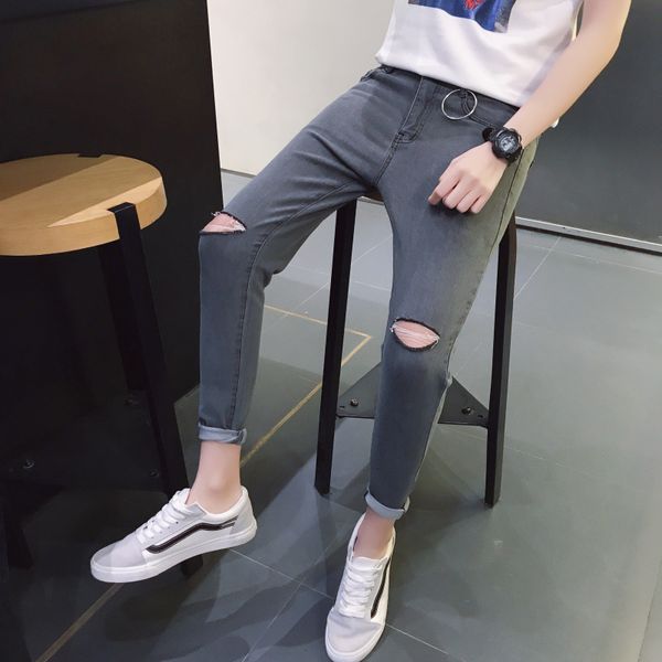 men's jeans black torn jeans for korean fashion trend teen design clothes plus size streetwear thin stretch denim pencil pants hnob, Blue
men's jeans black torn jeans for korean fashion trend teen design clothes plus size streetwear thin stretch denim pencil pants hnob, Blue