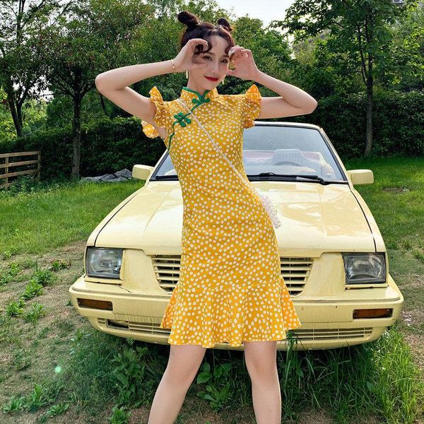 ethnic clothing women's summer sweet polka-dot printed cheongsam fresh wind flying sleeves ruffled slim girl daily short dress, Red
ethnic clothing women's summer sweet polka-dot printed cheongsam fresh wind flying sleeves ruffled slim girl daily short dress, Red