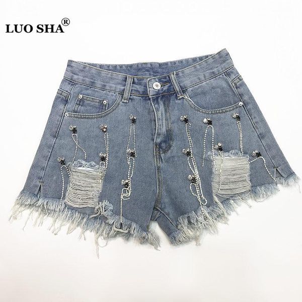 women's shorts luosha women 2021 summer fashion ripped hole tassel demin female crystal diamond stylish jean short, White;black
women's shorts luosha women 2021 summer fashion ripped hole tassel demin female crystal diamond stylish jean short, White;black