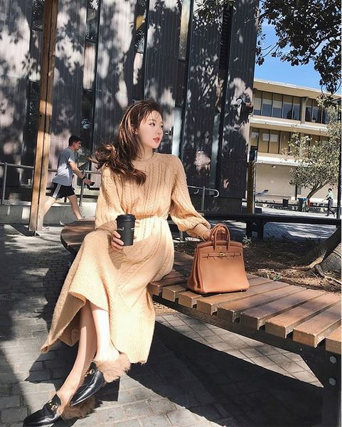 new 2021 a-line women knitted sweater elegant long sleeve sash belt winter o-neck solid female midi qlsn, Black;gray
new 2021 a-line women knitted sweater elegant long sleeve sash belt winter o-neck solid female midi qlsn, Black;gray