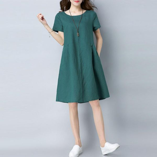 maternity dresses women's large size dress 2021 summer style loose casual cotton blended solid color splicing short sleeve midi skirt, White
maternity dresses women's large size dress 2021 summer style loose casual cotton blended solid color splicing short sleeve midi skirt, White