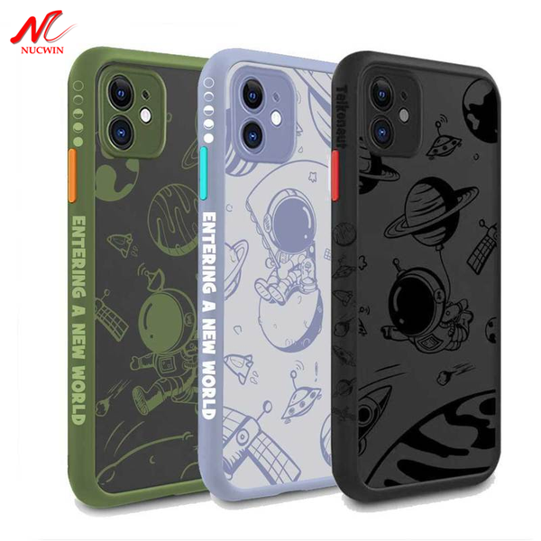 lx brand luxury astronaut space liquid silicon case for iphone 11 12 pro max 12mini slim shockproof cover for iphone x xr xs max 7 8 plus