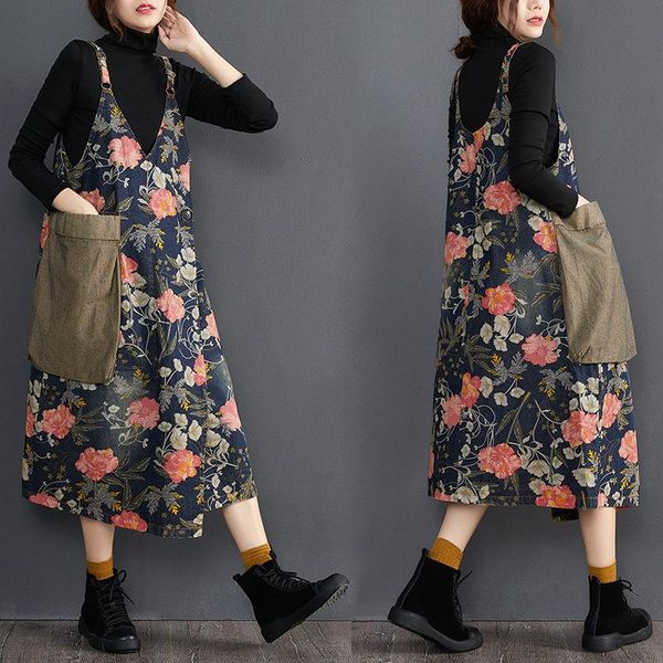 big pocket patchwork plus size suspender dress women's autumn 2021 new retro slimming denim print mid-length dress overall y504, Black;gray
big pocket patchwork plus size suspender dress women's autumn 2021 new retro slimming denim print mid-length dress overall y504, Black;gray