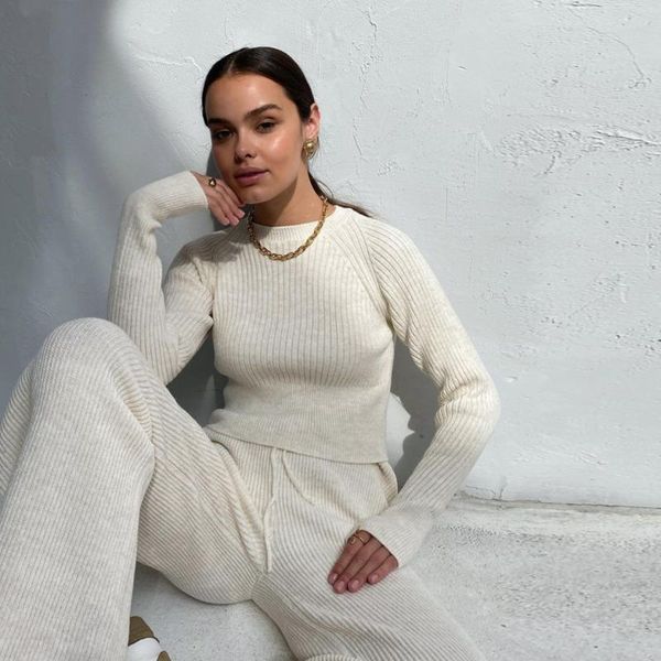 women's two piece pants 2021 knitted sweater solid color round neck long sleeve outfits y2k casual striped suit warm sets tracksuit, White
women's two piece pants 2021 knitted sweater solid color round neck long sleeve outfits y2k casual striped suit warm sets tracksuit, White