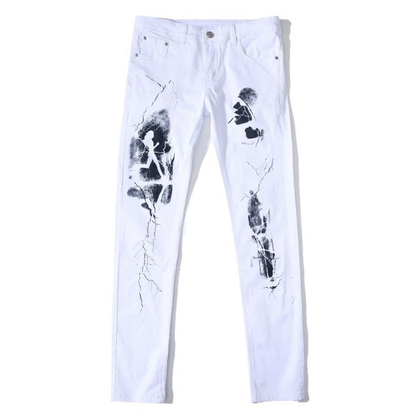 men's white printed jeans letters english print stretch slim casual cotton denim pants mens hip hop jean trousers, Blue
men's white printed jeans letters english print stretch slim casual cotton denim pants mens hip hop jean trousers, Blue