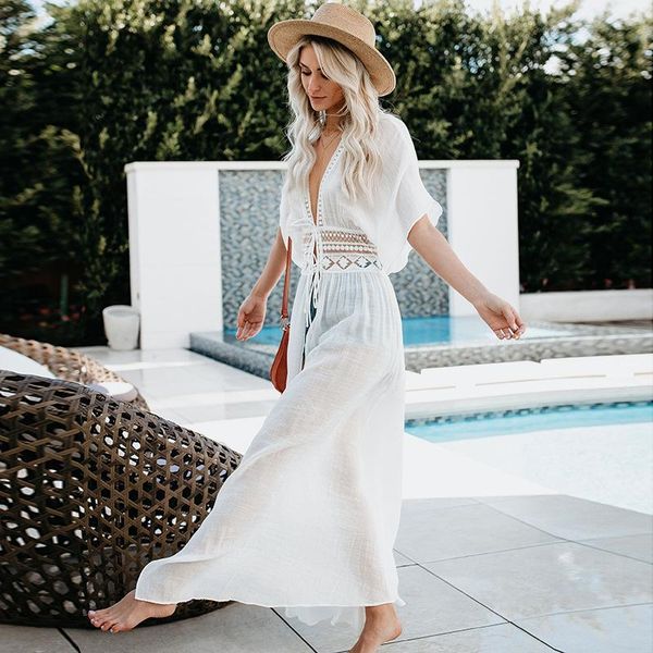 women's swimwear bikini cover up women hollow tunic beach dress 2021 summer bathing suit beachwear lace sun protection, White;black
women's swimwear bikini cover up women hollow tunic beach dress 2021 summer bathing suit beachwear lace sun protection, White;black