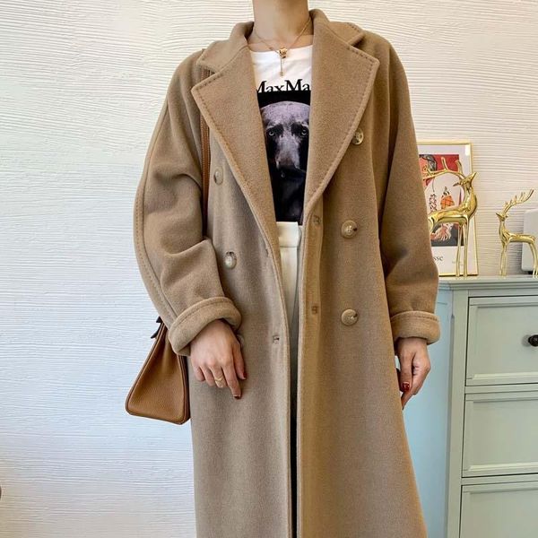 women's wool & blends m family classic camel double breasted 101801 cashmere coat 2021 autumn and winter medium length, Black
women's wool & blends m family classic camel double breasted 101801 cashmere coat 2021 autumn and winter medium length, Black