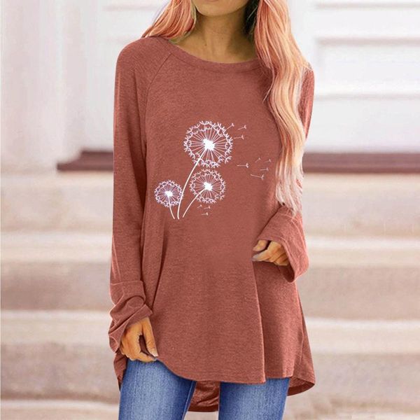 women's t-shirt arrivel women autumn t-shirts long sleeve o-neck dandelion printed flowy loose tunic streetwear vetement femme 2021, White
women's t-shirt arrivel women autumn t-shirts long sleeve o-neck dandelion printed flowy loose tunic streetwear vetement femme 2021, White