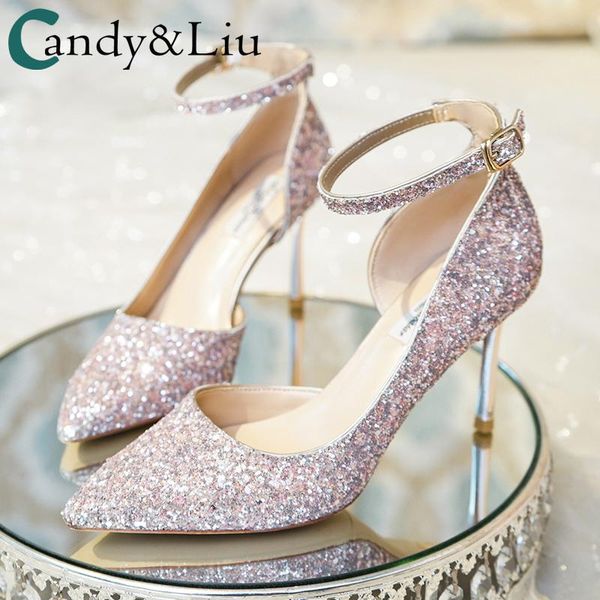 sandals wedding shoes women's sequin bridal 2021 buckle strap pointed toe side empty female, Black
sandals wedding shoes women's sequin bridal 2021 buckle strap pointed toe side empty female, Black