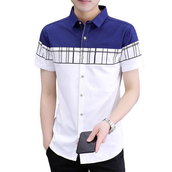 men's casual shirts fashion for men loose youth all-match short sleeve blouse handsome color matching soft trend personality button, White;black
men's casual shirts fashion for men loose youth all-match short sleeve blouse handsome color matching soft trend personality button, White;black