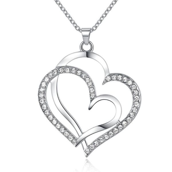 pendant necklaces double crystal heart for women large exquisite romantic necklace wedding souvenir gift jewelry, Silver
pendant necklaces double crystal heart for women large exquisite romantic necklace wedding souvenir gift jewelry, Silver