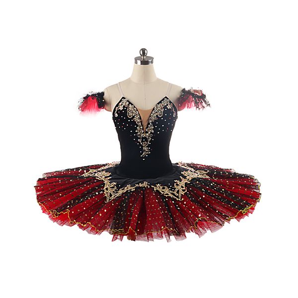 black and red performance pancake tutu classical spanish style professional ballet stage costumes 11 layers jn0323, Black;red
black and red performance pancake tutu classical spanish style professional ballet stage costumes 11 layers jn0323, Black;red