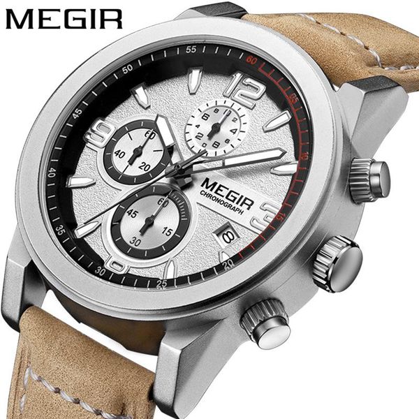 wristwatches megir fashion sport watch men quartz watches chronogragph clock leather band army military wrist, Slivery;brown
wristwatches megir fashion sport watch men quartz watches chronogragph clock leather band army military wrist, Slivery;brown