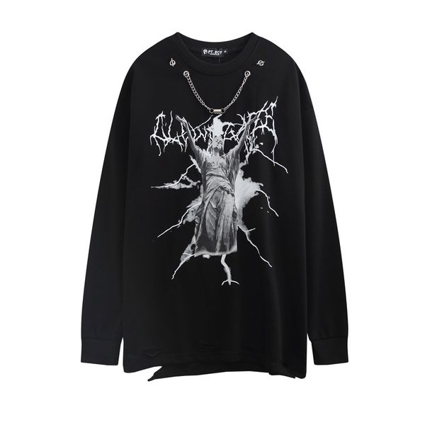 chaopai high street necklace hole long sleeve pullover boys and young students hip hop street large size sweater cotton, Black
chaopai high street necklace hole long sleeve pullover boys and young students hip hop street large size sweater cotton, Black