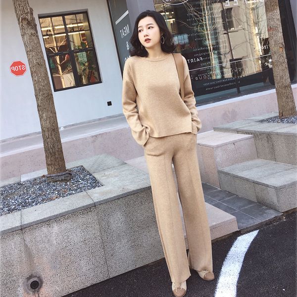 ladies in style slit around the neck wide knit leg suit temperament sweater two female ensemble parts bm2m, White
ladies in style slit around the neck wide knit leg suit temperament sweater two female ensemble parts bm2m, White