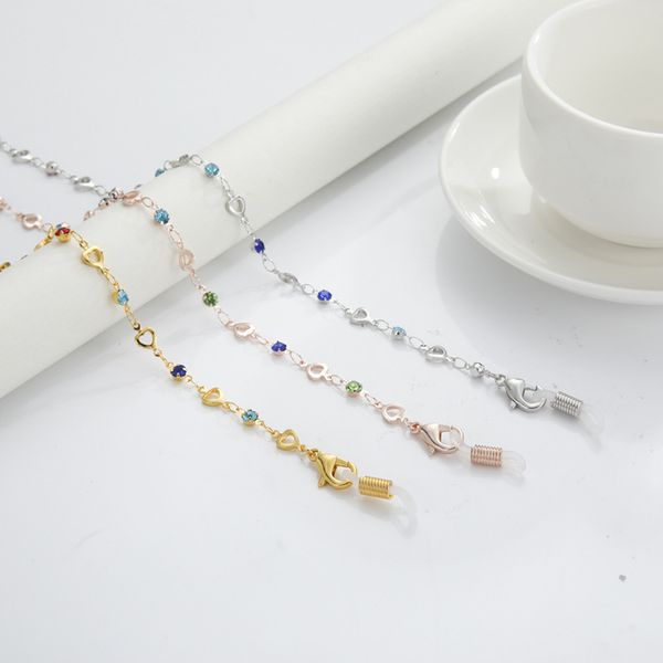 luxury stainless steel face eyeglasses chain crystal hollow heart straps sunglasses glasses accessories 
luxury stainless steel face eyeglasses chain crystal hollow heart straps sunglasses glasses accessories
