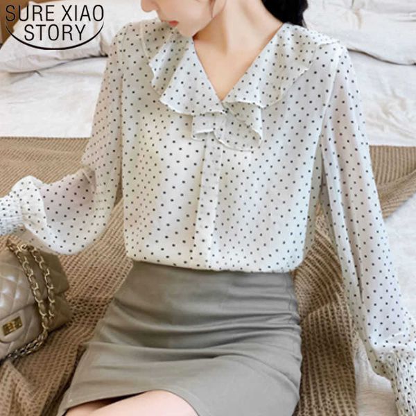 autumn/spring fashion ladies sweet long sleeve women blouses polka dot chiffon ruffled casual women shirt 5315 50 210528, White
autumn/spring fashion ladies sweet long sleeve women blouses polka dot chiffon ruffled casual women shirt 5315 50 210528, White