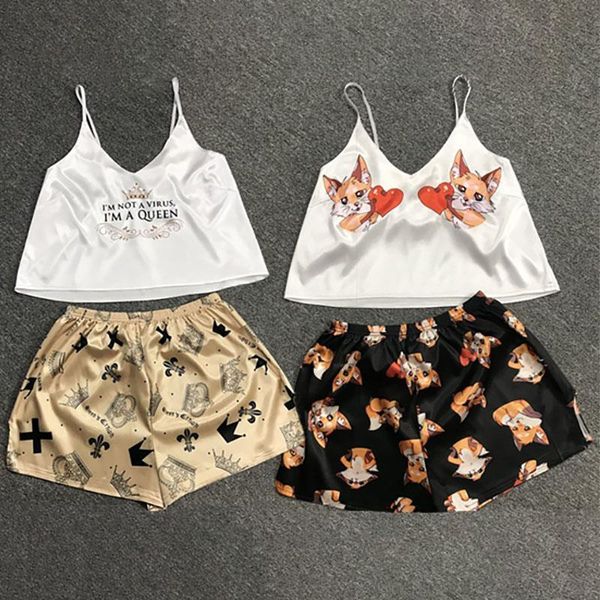 satin pajamas home clothes fox cartoon print lovely sleepwear set 2020 summer pijamas women silk pyjamas home suit, Black;red
satin pajamas home clothes fox cartoon print lovely sleepwear set 2020 summer pijamas women silk pyjamas home suit, Black;red