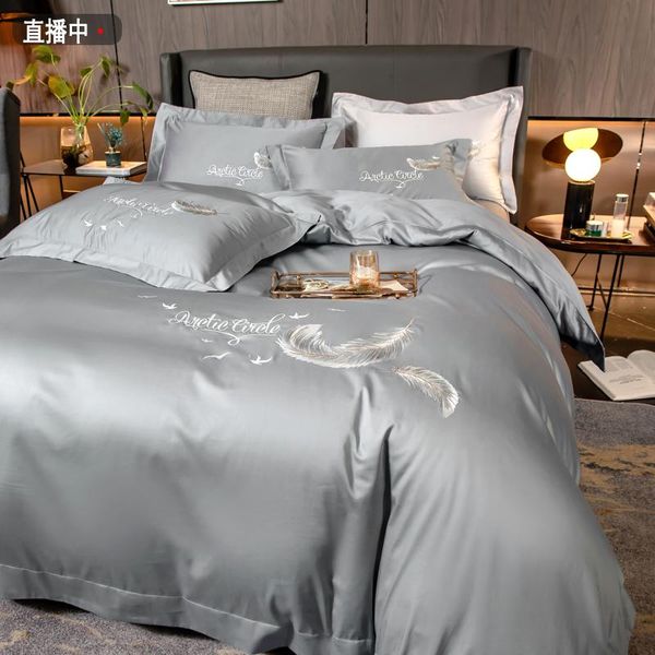 bedding sets 60 feathers long-staple cotton four-piece suit 100% ice silk duvet cover quilt embroidery silky bed sheet satin
bedding sets 60 feathers long-staple cotton four-piece suit 100% ice silk duvet cover quilt embroidery silky bed sheet satin