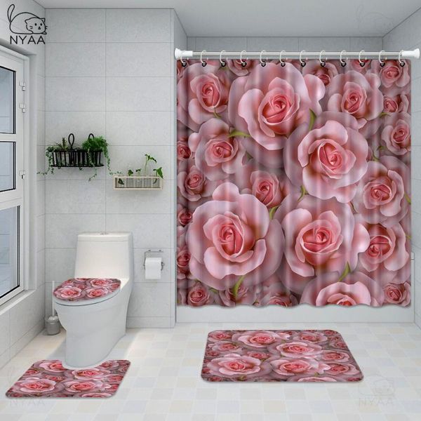 3d flower fabric waterproof shower curtain bathroom curtains set pink rose non-slip rug toilet lid cover and bath mat
3d flower fabric waterproof shower curtain bathroom curtains set pink rose non-slip rug toilet lid cover and bath mat
