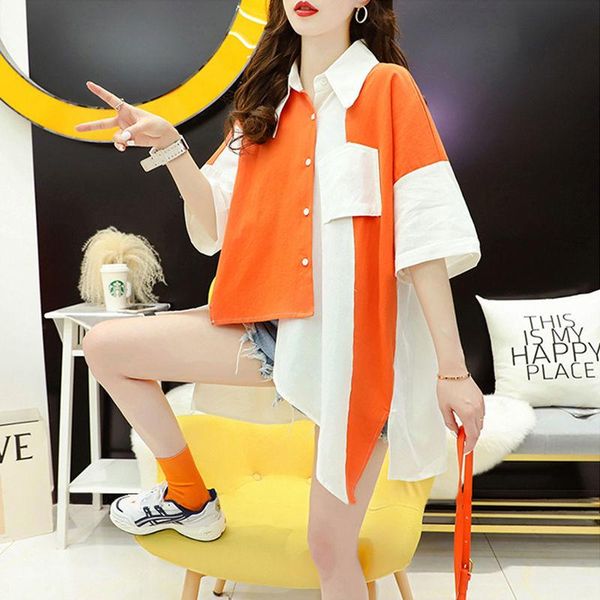 women's blouses & shirts blusas feminino casual irregularly oversized shirt summer vintage short sleeve single-breasted loose long, White
women's blouses & shirts blusas feminino casual irregularly oversized shirt summer vintage short sleeve single-breasted loose long, White