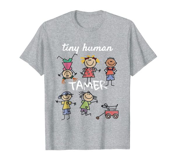 tiny human tamer teacher and babysitter t-shirt, White;black