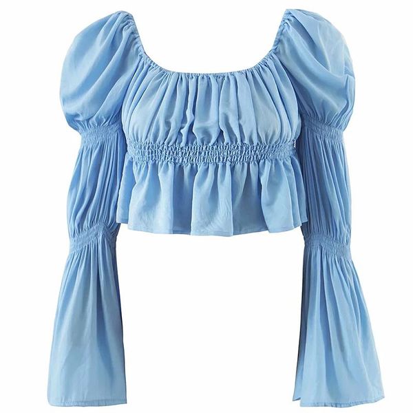 women's blouses & shirts 2021 autumn spring elegant women blouse casual long puff sleeve solid blue elastic waist holiday female fashi, White
women's blouses & shirts 2021 autumn spring elegant women blouse casual long puff sleeve solid blue elastic waist holiday female fashi, White