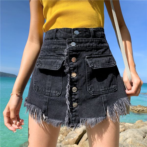 out jeans high belt women korean summer-style plus size get short-line students mini short skirts jean njqn, Black
out jeans high belt women korean summer-style plus size get short-line students mini short skirts jean njqn, Black