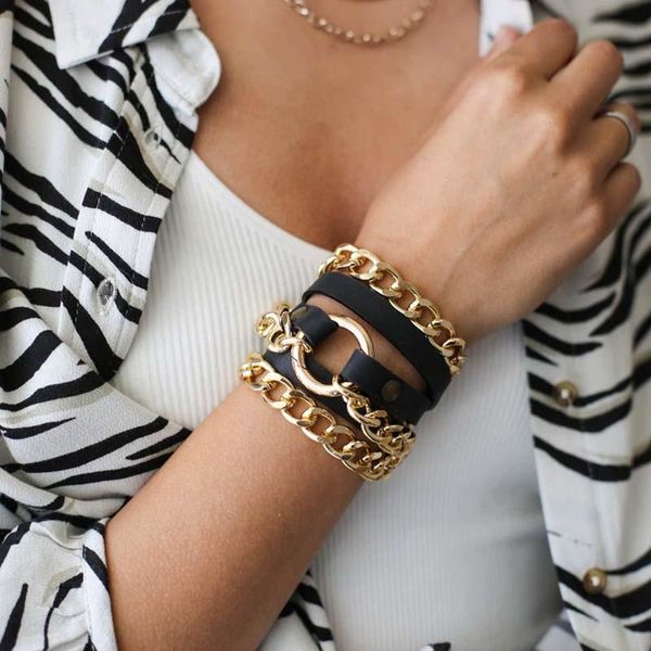 tennis 2021 fashion real black punk leather bracelets for women bangle adjustable length bohemia holiday male jewelry, Golden;silver
tennis 2021 fashion real black punk leather bracelets for women bangle adjustable length bohemia holiday male jewelry, Golden;silver