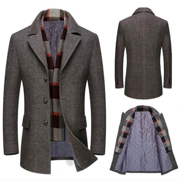 men's wool & blends men thick lapel scarf collar woolen coat outwear mid-length trench warm with 6xl, Black
men's wool & blends men thick lapel scarf collar woolen coat outwear mid-length trench warm with 6xl, Black