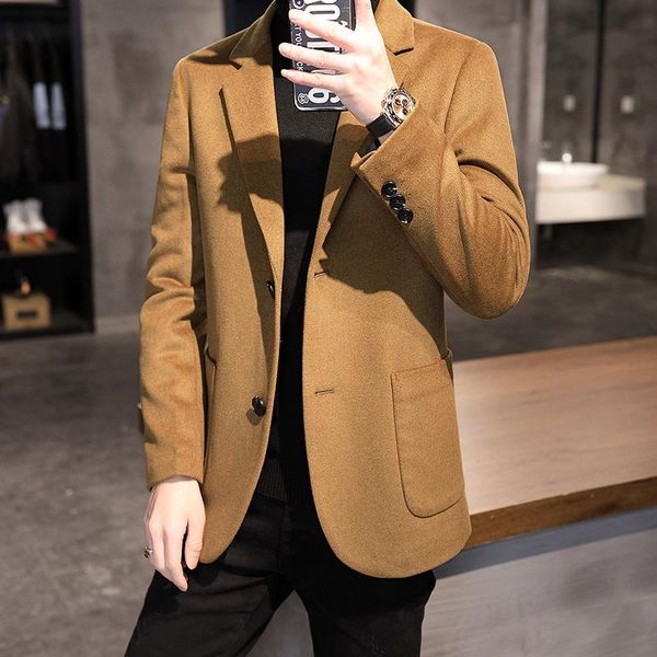 men's wool & blends woolen blended outwear mid-length coat, Black
men's wool & blends woolen blended outwear mid-length coat, Black