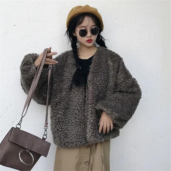 women's fur & faux autumn winter warm coat women 2021 casual soft jacket plush overcoat pocket bf loose teddy korean female, Black
women's fur & faux autumn winter warm coat women 2021 casual soft jacket plush overcoat pocket bf loose teddy korean female, Black